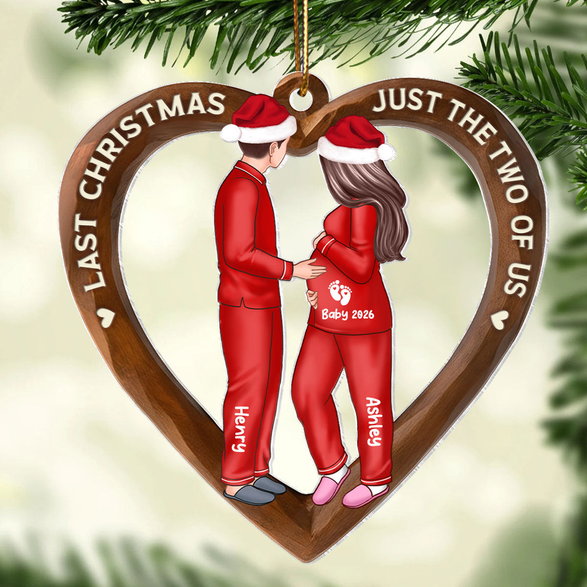 Last Christmas Just the Two of us - Personalized Acrylic Ornament - Pregnancy Reveal Ornament