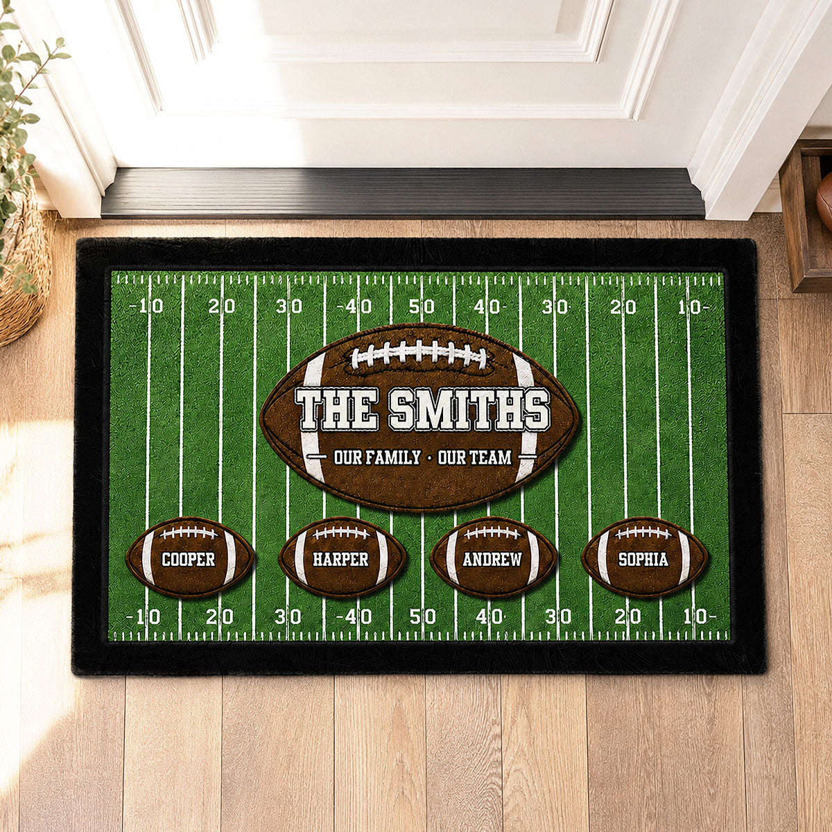 Our Family Our Team Football - Personalized Doormat - Gift for Football Families