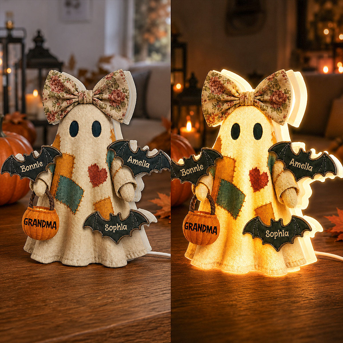 Vintage Patchwork Ghost Grandma - Personalized Light Box