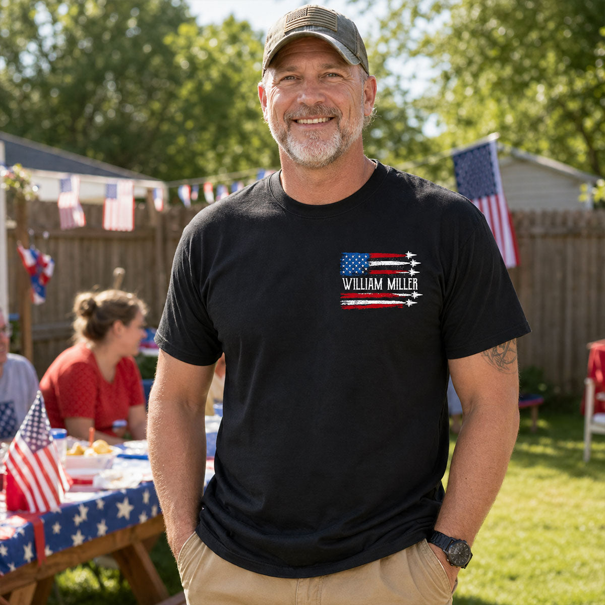 250 Years American Flag Jets Custom Name - Personalized Shirt - United States 250th Anniversary USA Patriotic