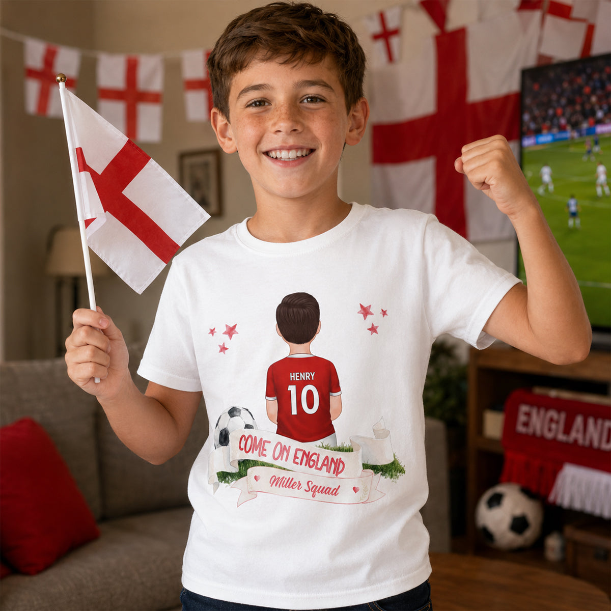 Come On England World Cup 2026 T-Shirt - Personalized Family Matching Shirt - Football Fan Tees