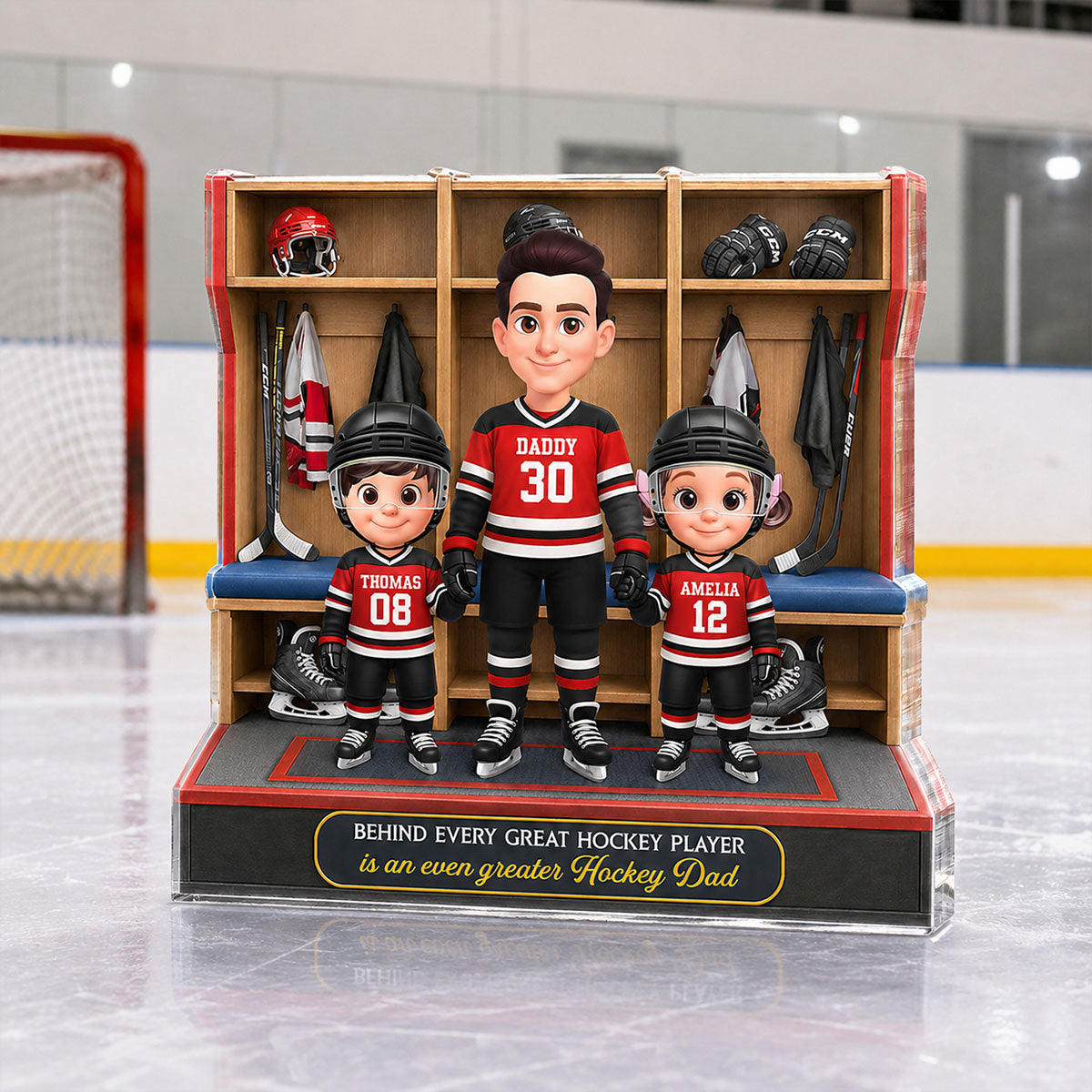 Hockey Dad And Kids Locker Room - Personalized Acrylic Block Plaque -  Gift For Dad, Husband