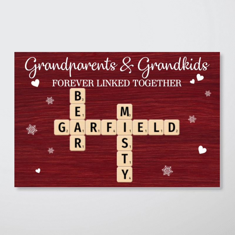 Christmas Grandparents Grandkids Forever Linked Together Crossword Puzzle Art - Personalized Poster - Gift For Grandparents