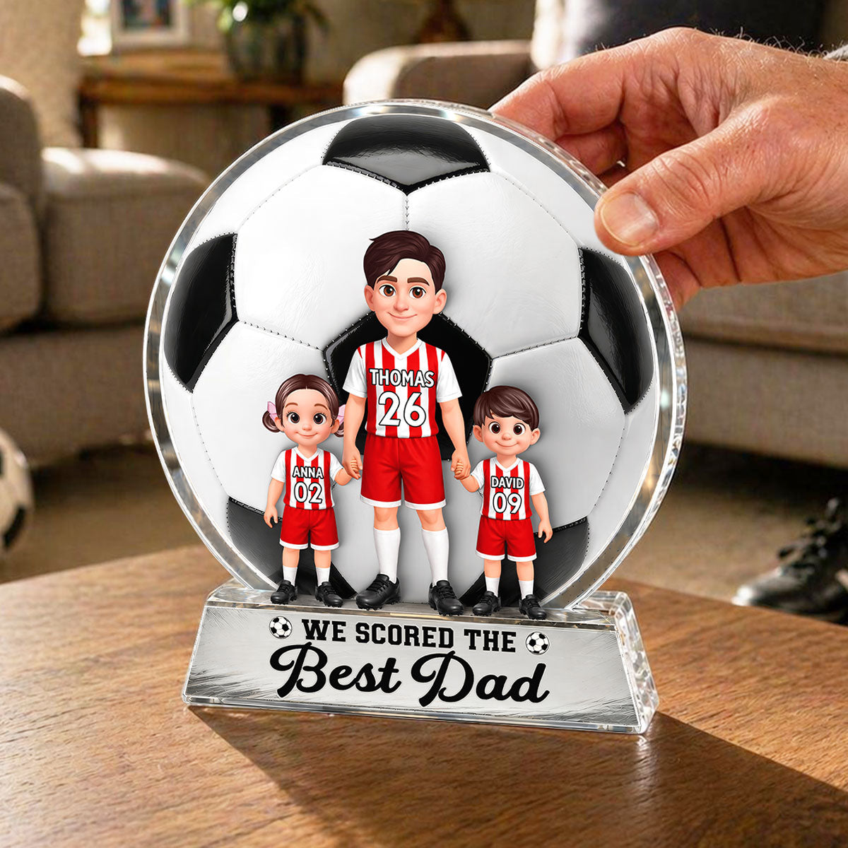 No 1 Soccer Dad We Scored The Best Dad - Personalized Acrylic Block Plaque -  Gift For Dad, Husband, Soccer Lovers