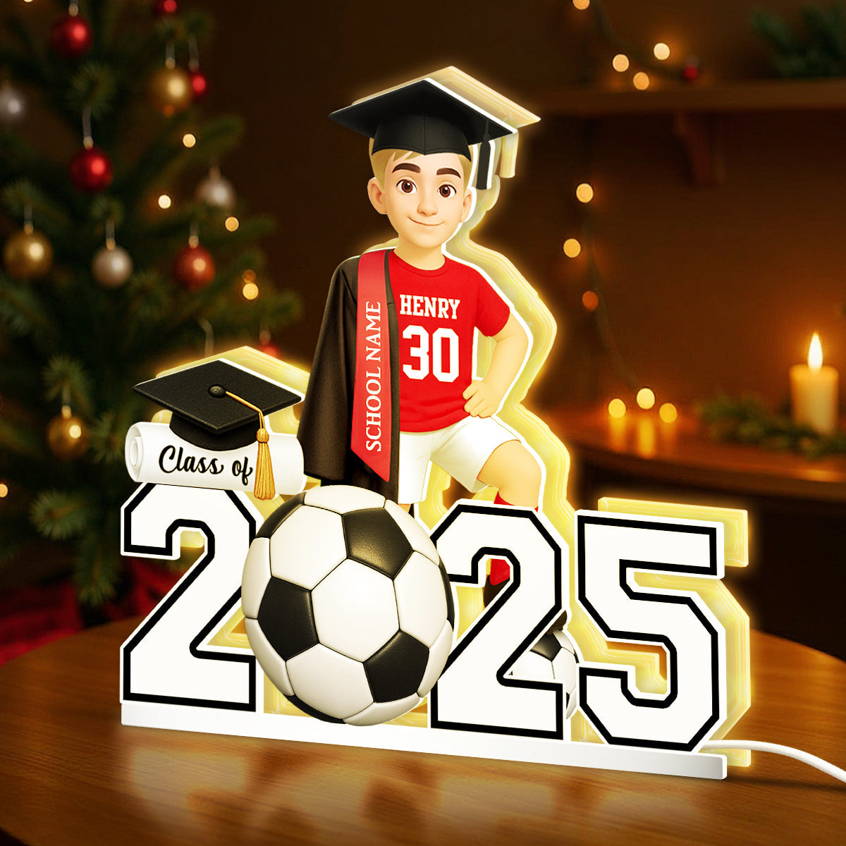 Soccer Boy Girl Senior Graduation - Personalized Light Box - Christmas Gift For Son Daughter Grandson Granddaughter
