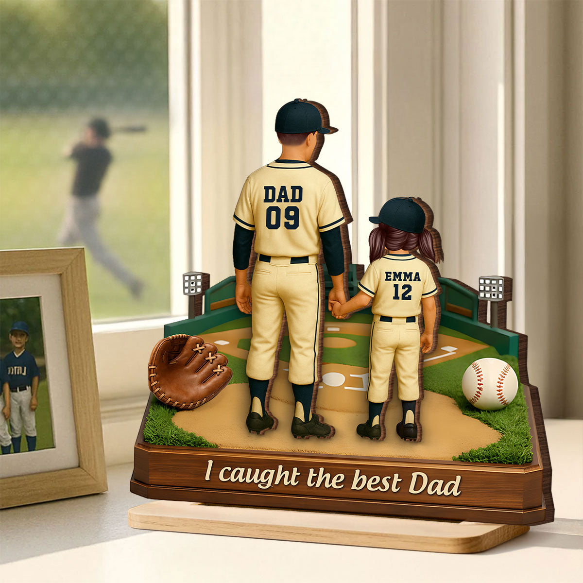 We Caught The Best Dad Baseball - Personalized 2-Layered Wooden Plaque - Heartfelt Gift For Dad, Grandpa