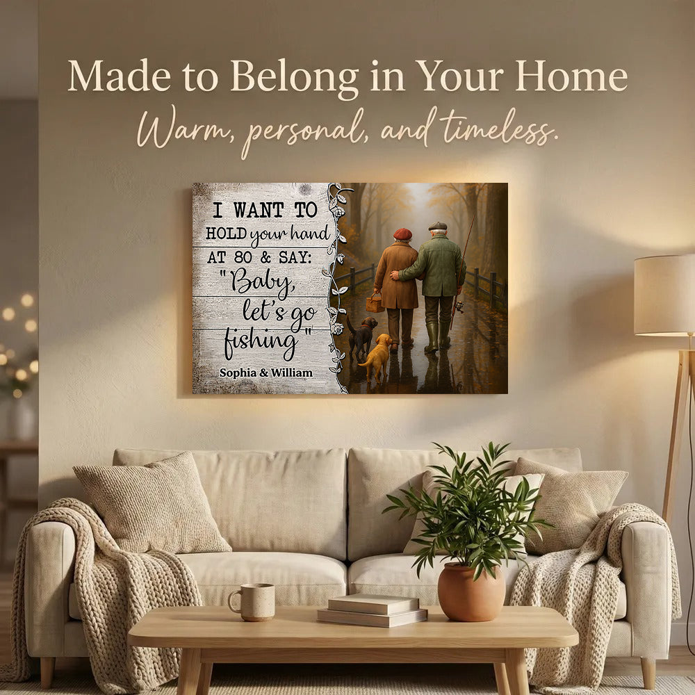 Baby Let's Go Fishing Old Couple - Personalized Poster - Heartwarming Gift For Him, For Her, For Couple
