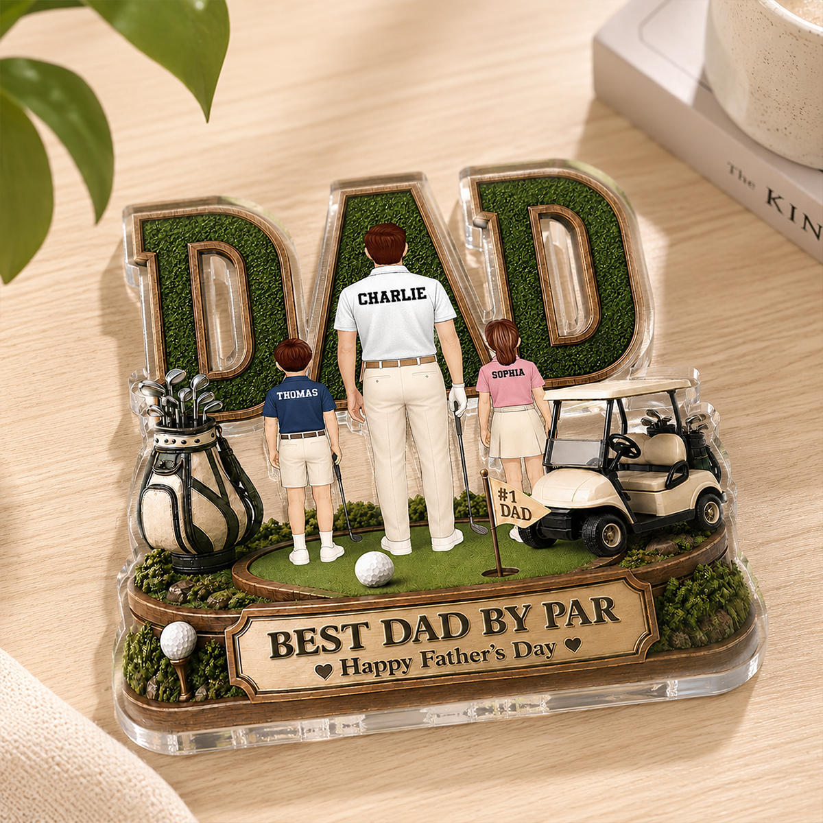 Above Par In Every Way Golfer Dad - Personalized Acrylic Block Plaque -  Gift For Dad, Husband