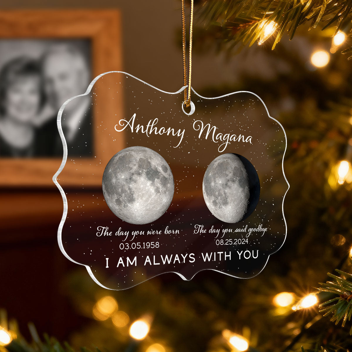 Lost Loved One Custom Moon Phase - Personalized Acrylic Ornament - Heartwarming Memorial Sympathy Gift