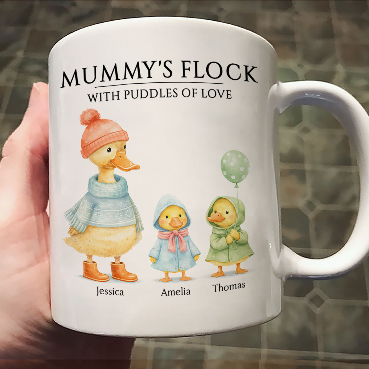 Nanny's Flock with Puddles of Love - Personalised Mug - Gift for Grandma