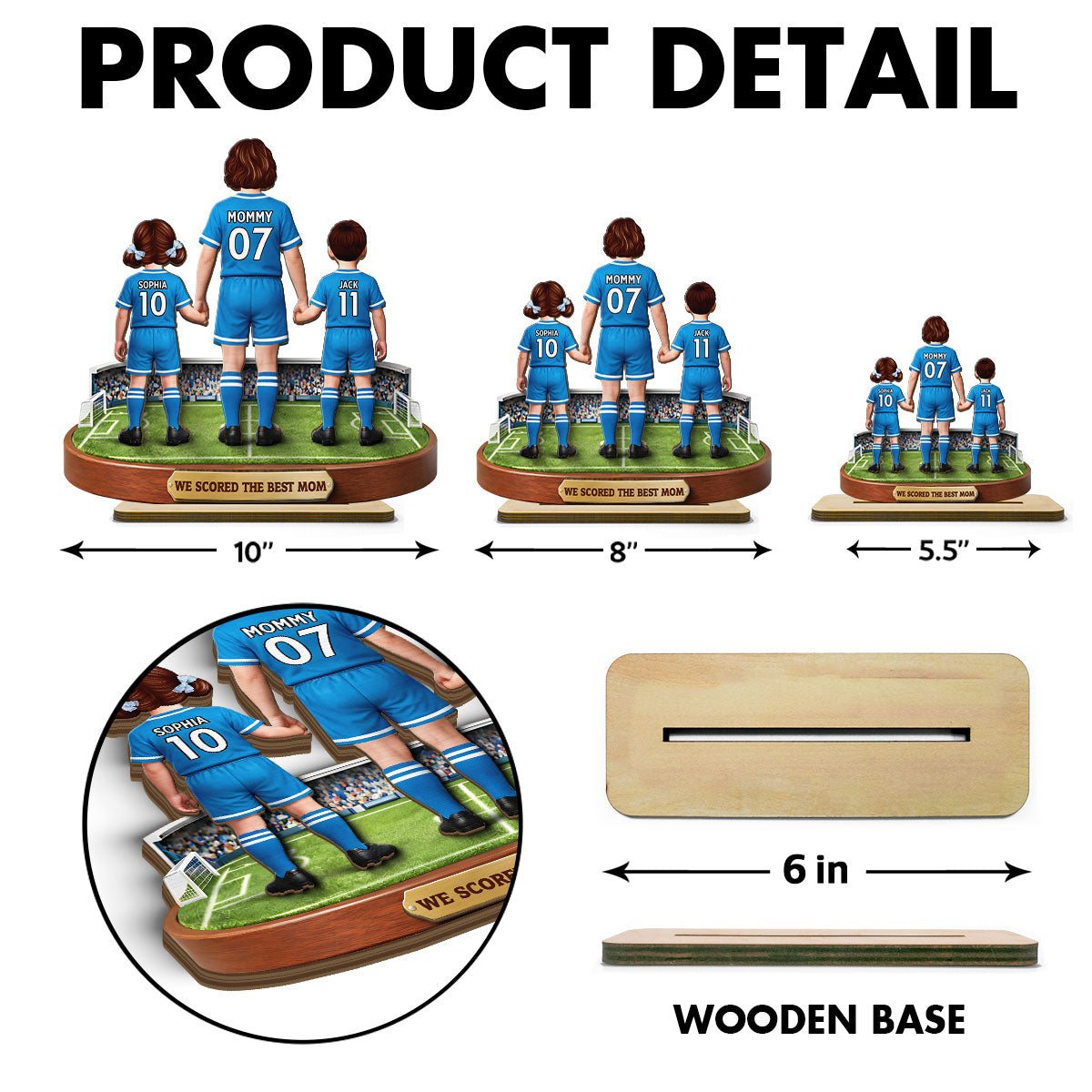 We Scored The Best Mom Soccer Mom Kids - Personalized 2-Layered Wooden Plaque - Mother's Day Gift For Soccer Mom, Gift For Wife