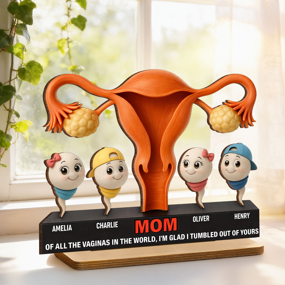Mom I'm Glad I'm Tumbled Our Of Yours - Personalized 2-Layered Wooden Plaque - Mother's Day Gift for Mom, Wife