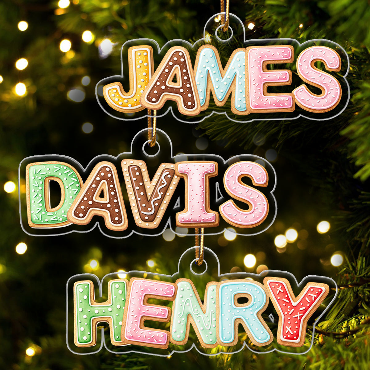 Custom Family Name Cookies Alphabet - Personalized Acrylic Ornament - Unique Christmas Gift For Family