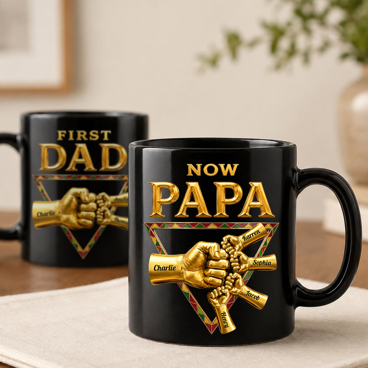 First Dad Now Grandpa - Personalized Mug - Father's Day Gift for Grandpa, Dad, Husband