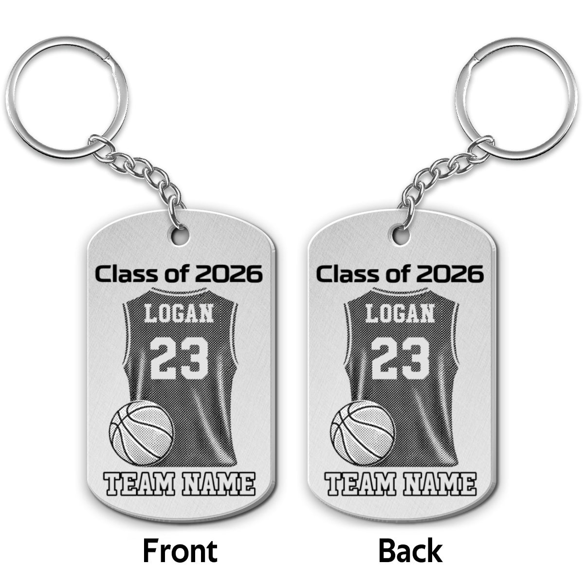 Sport Player Graduation Keepsake - Personalized Metal Keychain - Graduation Gift, Basketball, Baseball, Football