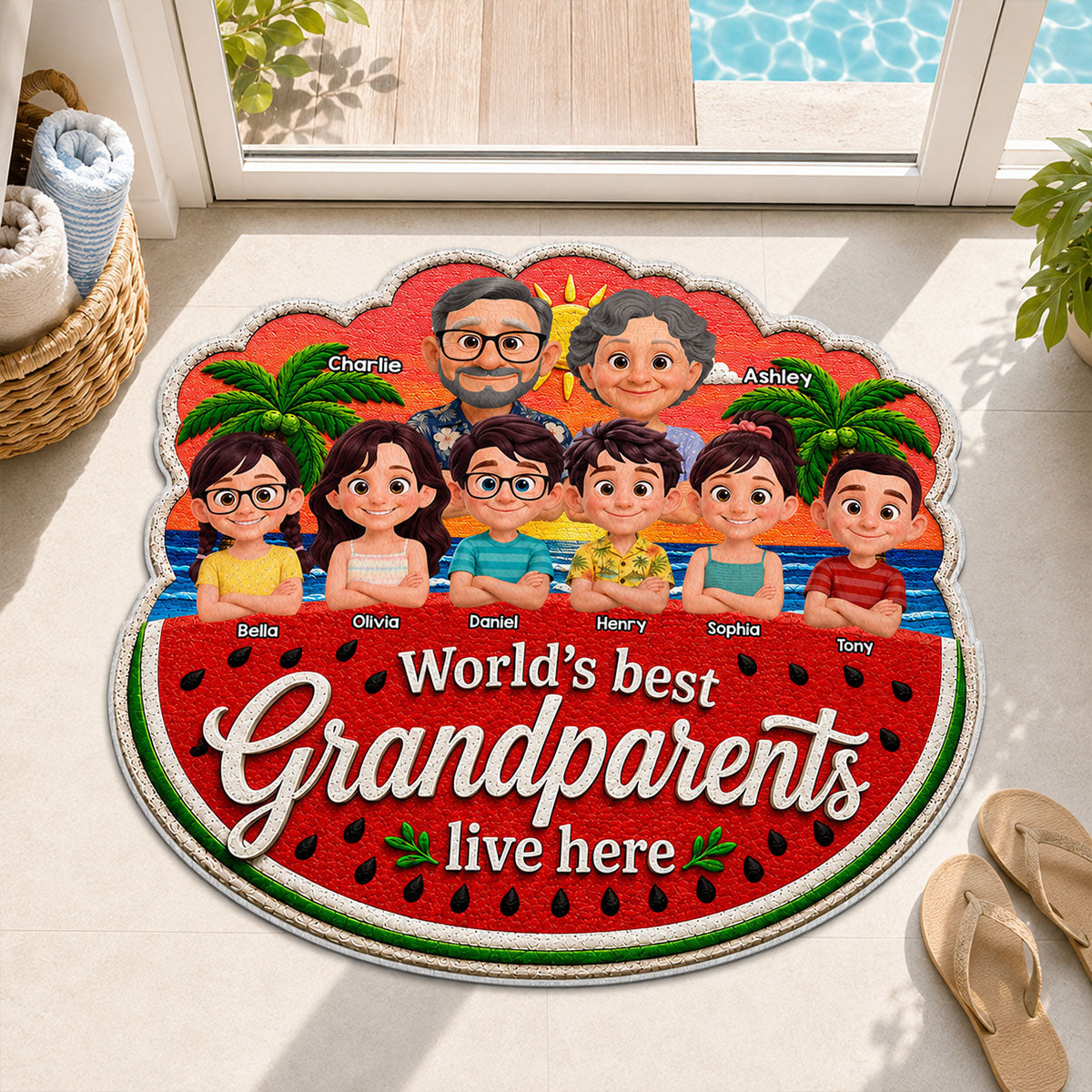 World's Best Grandparents - Personalized Doormat - Gift For Grandparents, Summer Decor