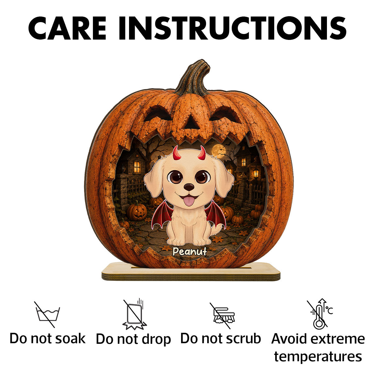 Spooky Halloween Pumpkin Dogs - Personalized 2-Layered Wooden Plaque - Halloween Decor For Dog Lovers