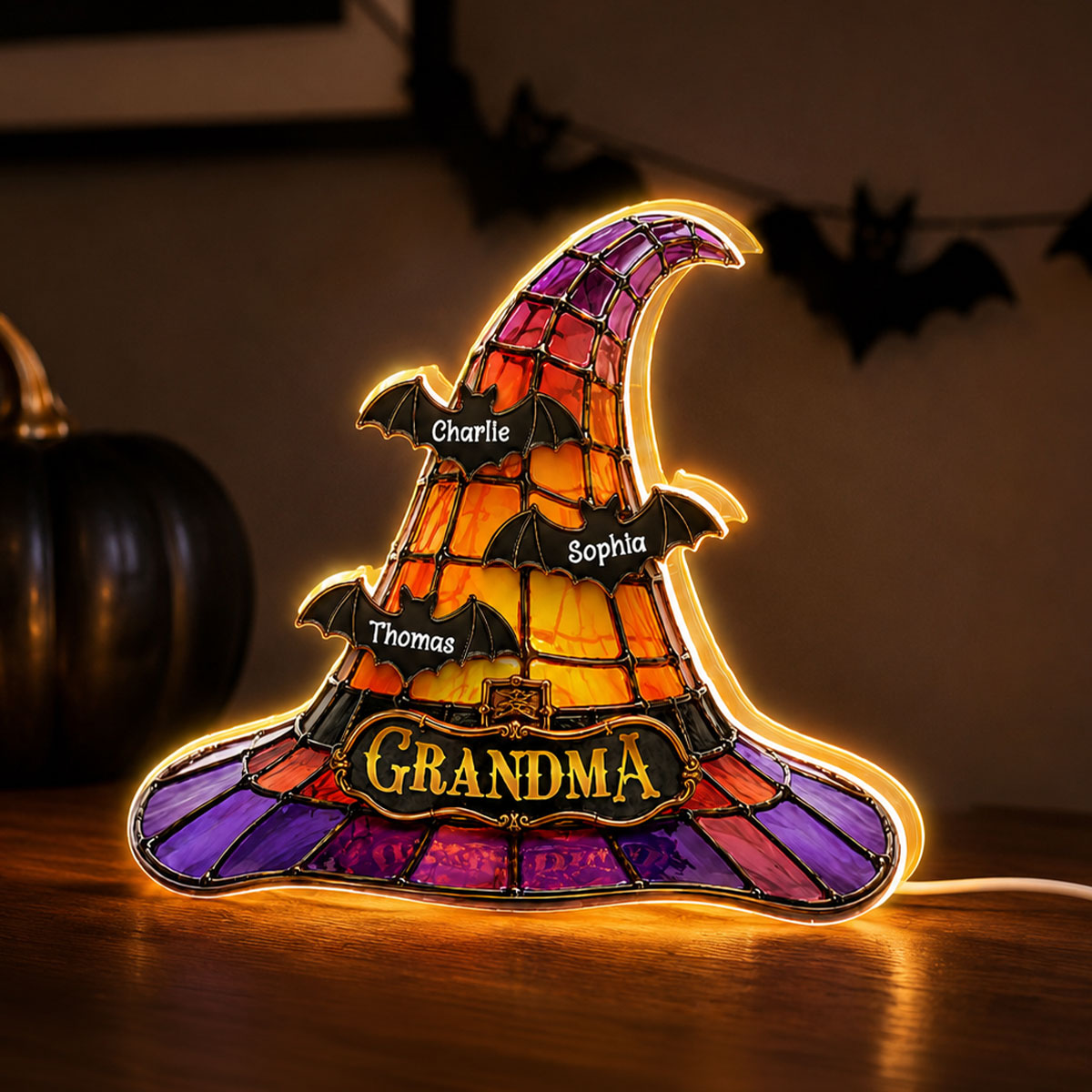 Grandma Witch Hat - Personalized Light Box - Halloween Decor for Grandma