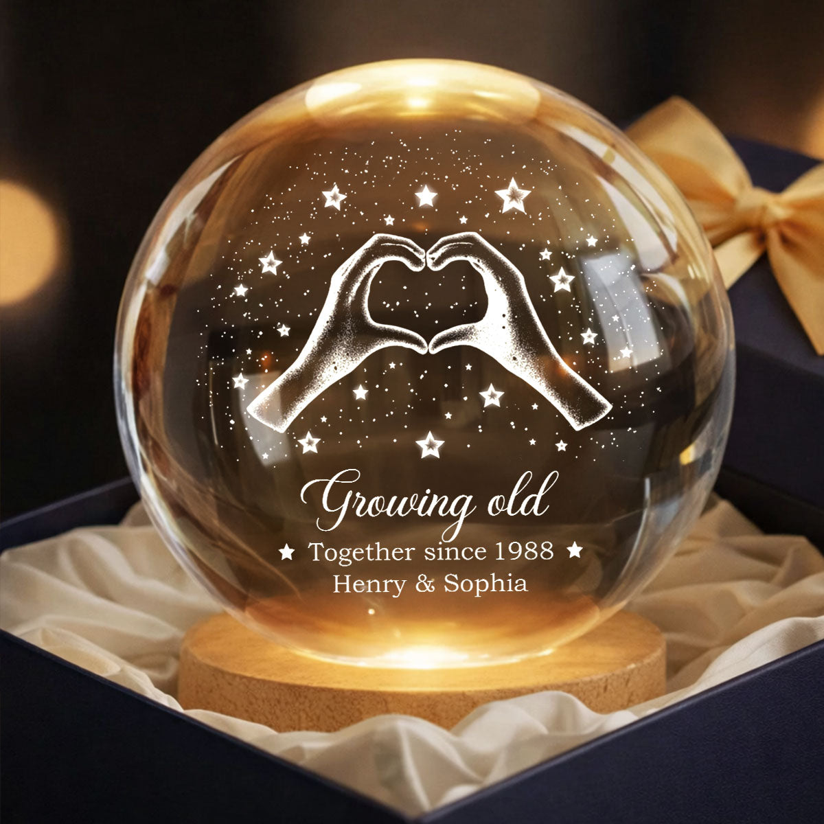 Couple You & Me We Got This - Personalized Crystal Ball LED Night Light - Sentimental Gift for Her, for Him, Couple Keepsake