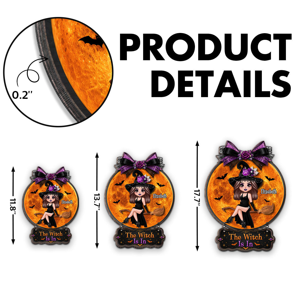 The Witch Is In Witch On Broom - Personalized Door Hanger Sign - Halloween Decor, Wicca Pagan Decor For Witches