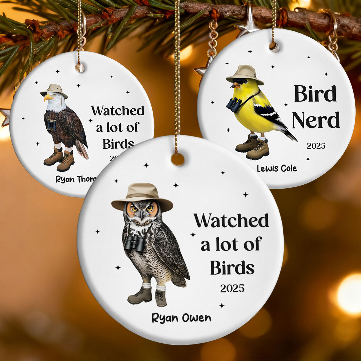 Bird Nerd Watched A Lot Of Birds - Personalized Ceramic Ornament - Gift for Bird Lover, Bird Watcher, Twitcher