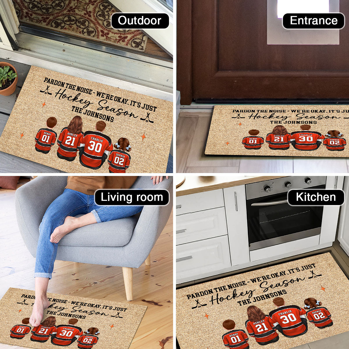 Pardon The Noise It's Just Hockey Season Family - Personalized Doormat - Gift For Hockey Family