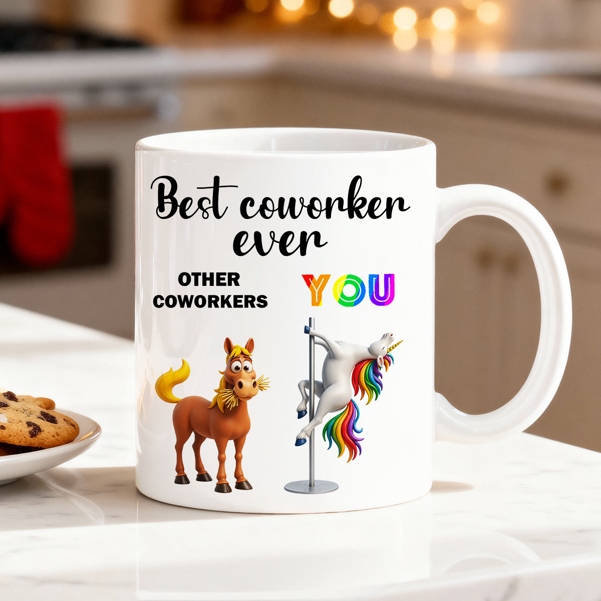 Funny Unicorn Coworker - Personalized Mug - Christmas Gift for Coworker, White Elephant