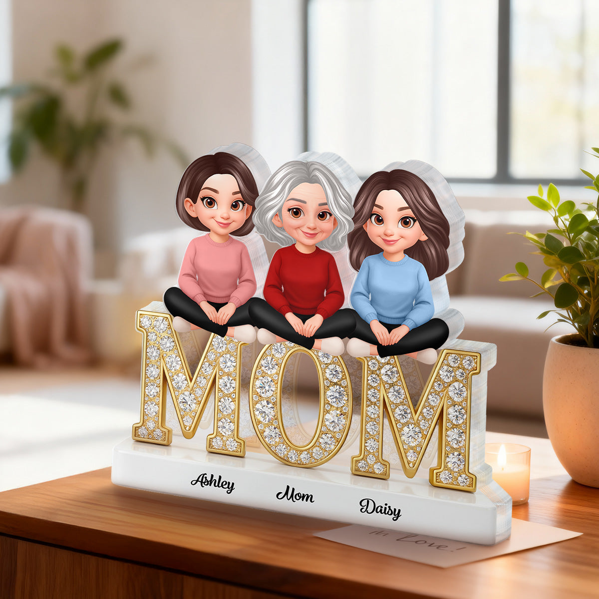 Heartfelt MOM And Daughters Sons Forever Linked Together - Personalized Acrylic Block Plaque - Mother's Day Gift For Mom