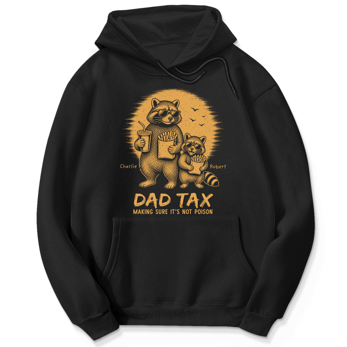 Retro Yellow Vintage Raccoon Dad Tax - Personalized Shirt - Funny Father's Day Gift For Dad, Husband