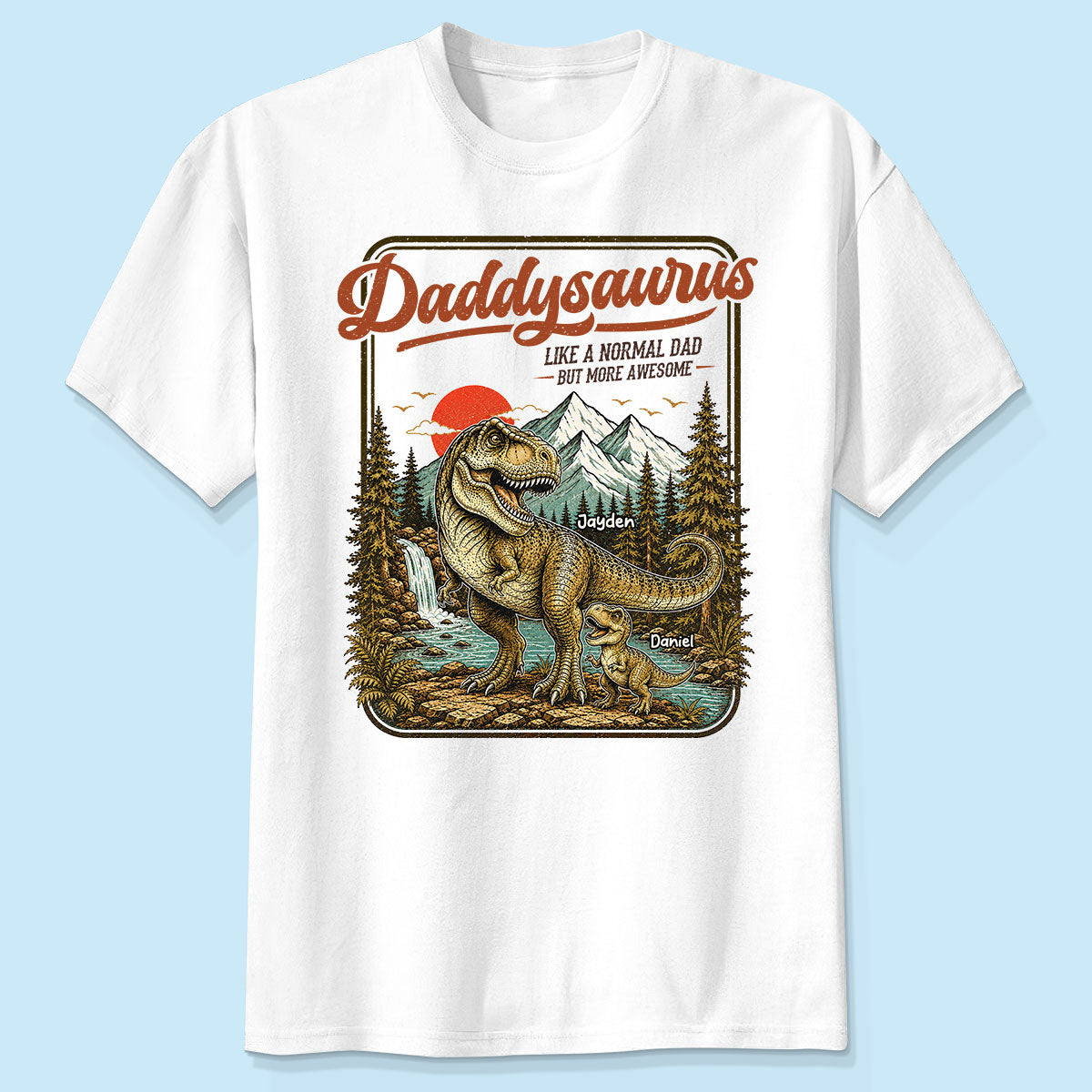Retro Vintage Daddysaurus - Personalized Shirt - Funny Father's Day Gift For Dad, Husband
