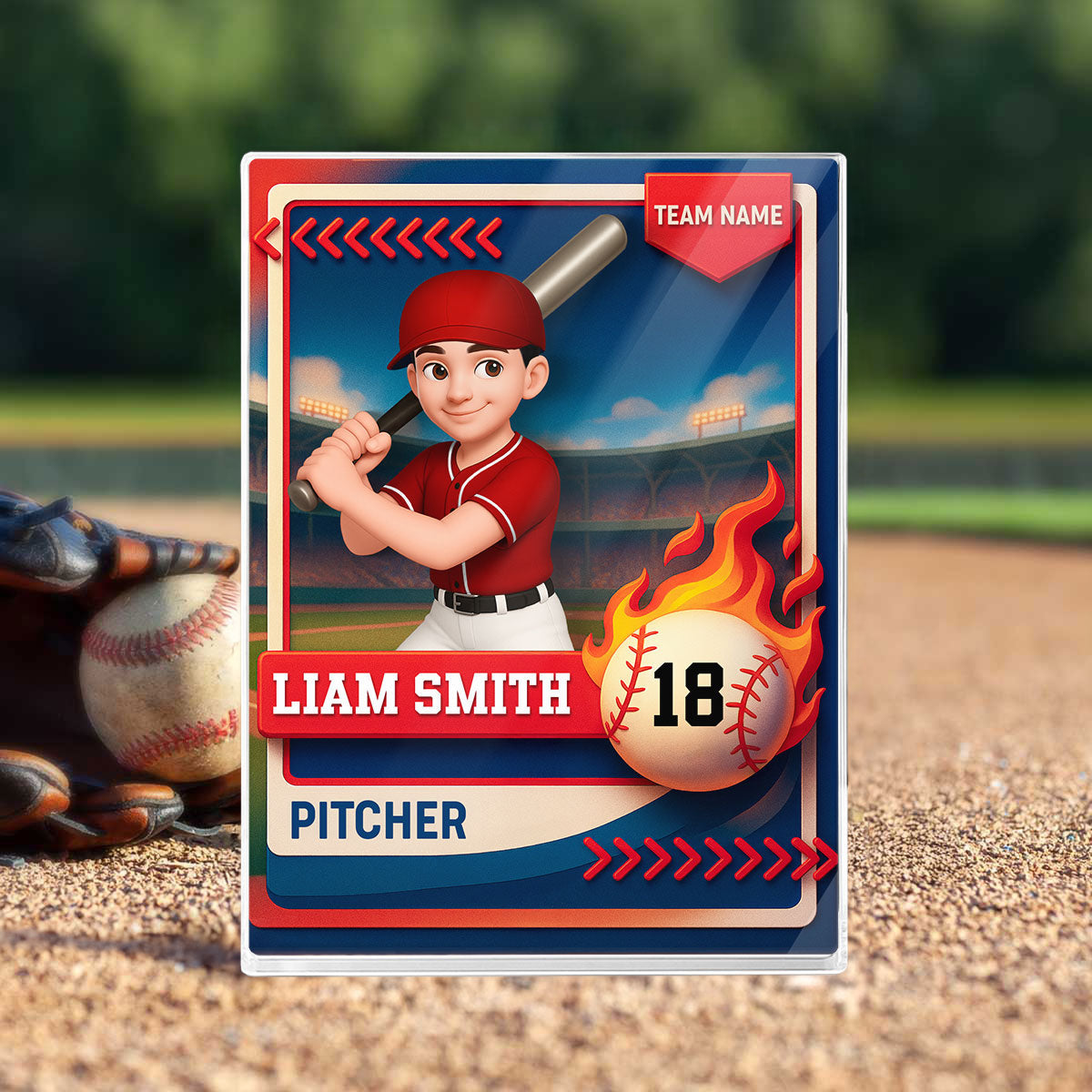Baseball Trading Card - Personalized Acrylic Block Plaque - Christmas Gift for Son, Daughter, Grandkid