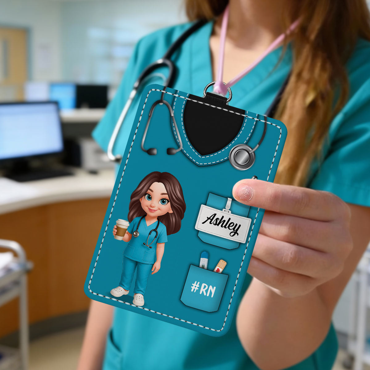 Nurse Uniform - Personalized ID Badge Holder - Gift For Nurse