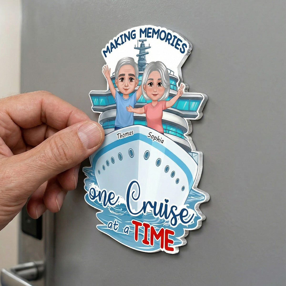 Making Memories One Cruise At A Time Happy Couple - Personalized Cruise Ship Door Magnet - Cruise Trip Keepsake