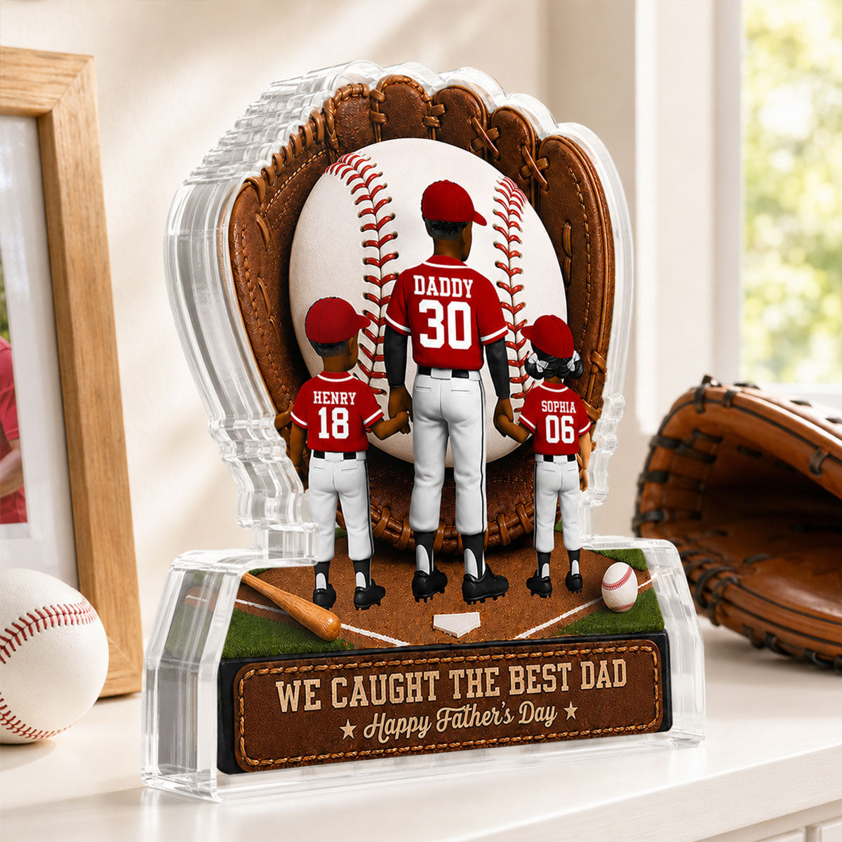 Baseball Dad Legend We Caught The Best Dad - Personalized Acrylic Block Plaque -  Gift For Dad