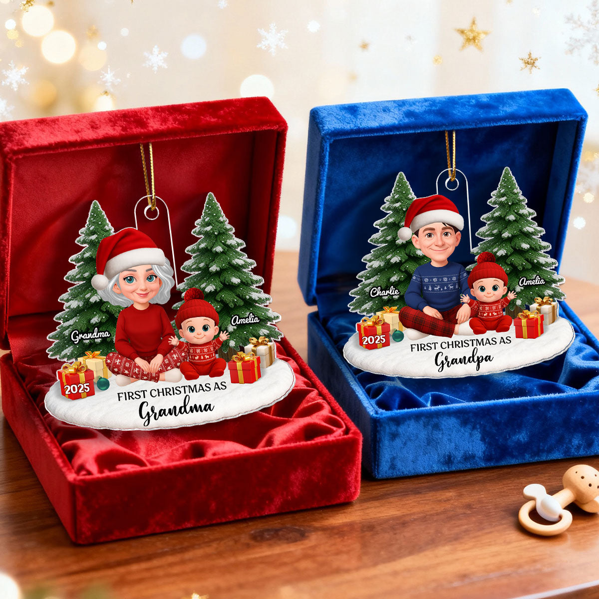 First Christmas With New Baby – Personalized Acrylic Ornament - Chritsmas Gift for Grandparent, Dad Mom, Big Sister, Big Brother