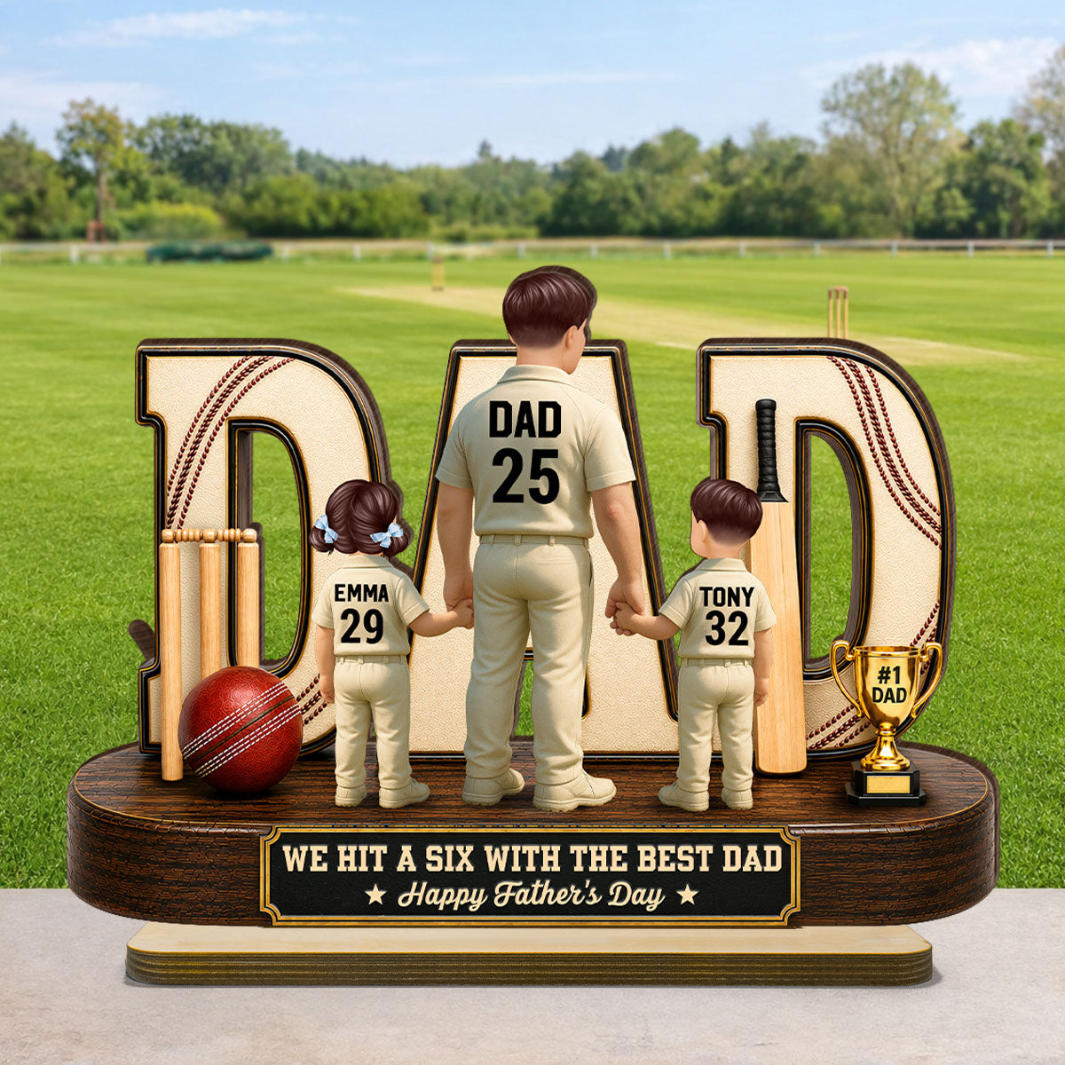 Cricket Dad Legend Hit A Six With The Best Dad - Personalized 2-Layered Wooden Plaque -  Gift For Dad, Husband, Cricket Lovers