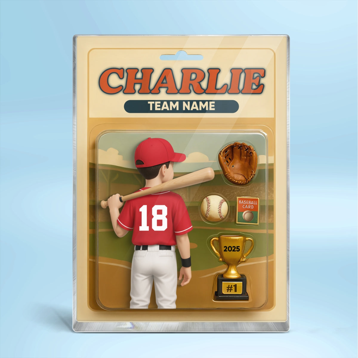 Baseball Player Custom Figure 3D Effect - Personalized Acrylic Block Plaque - Christmas Gift for Son, Daughter, Grandkids