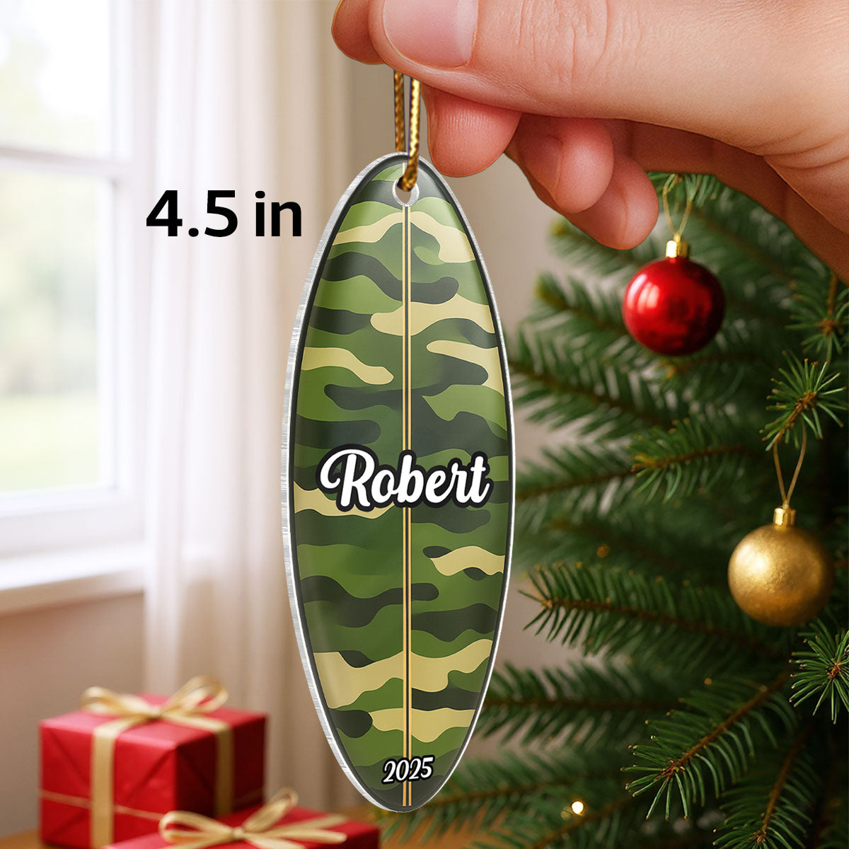 Custom Name Colorful Surfboard - Personalized Acrylic Ornament - Christmas Gift for Surfer