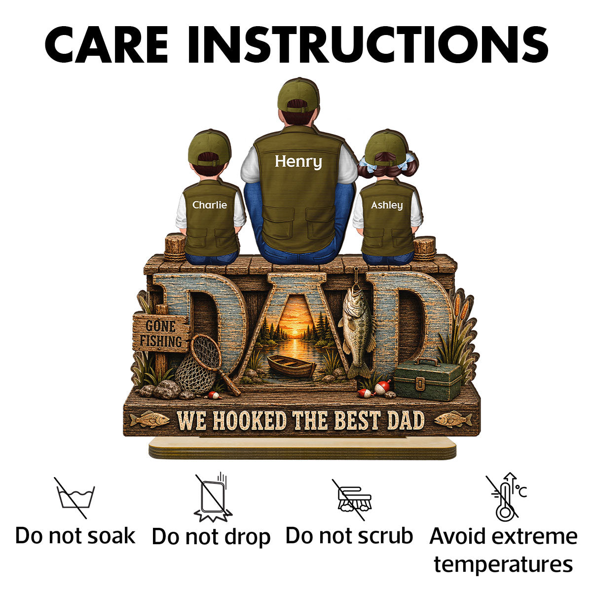 Trending We Hooked The Best Dad - Personalized 2-Layered Wooden Plaque - Gift For Fishing Dad, Fishing Lovers