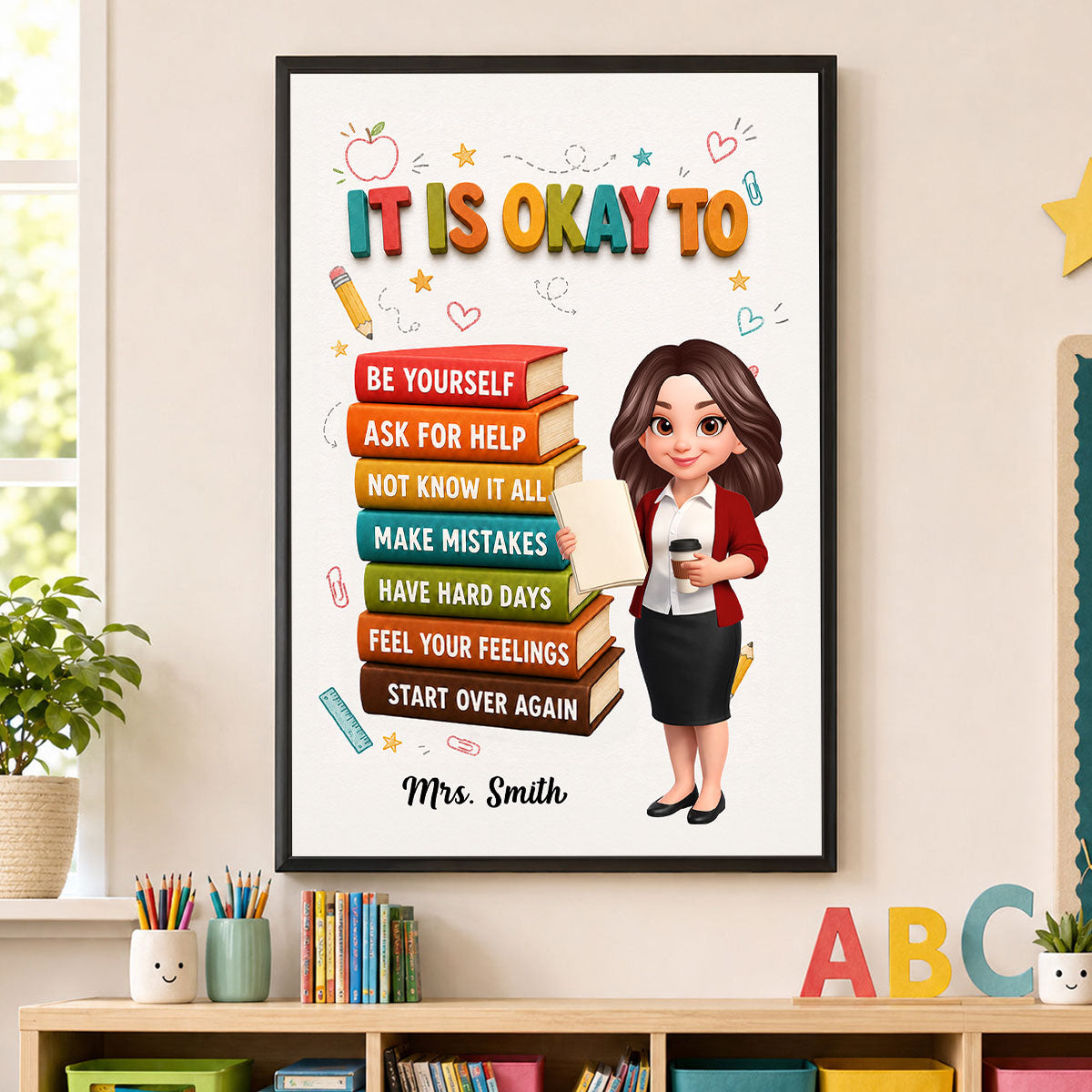 It Is Okay To Feel - Personalized Poster - Calm Down Corner, Teacher Decor for Classroom