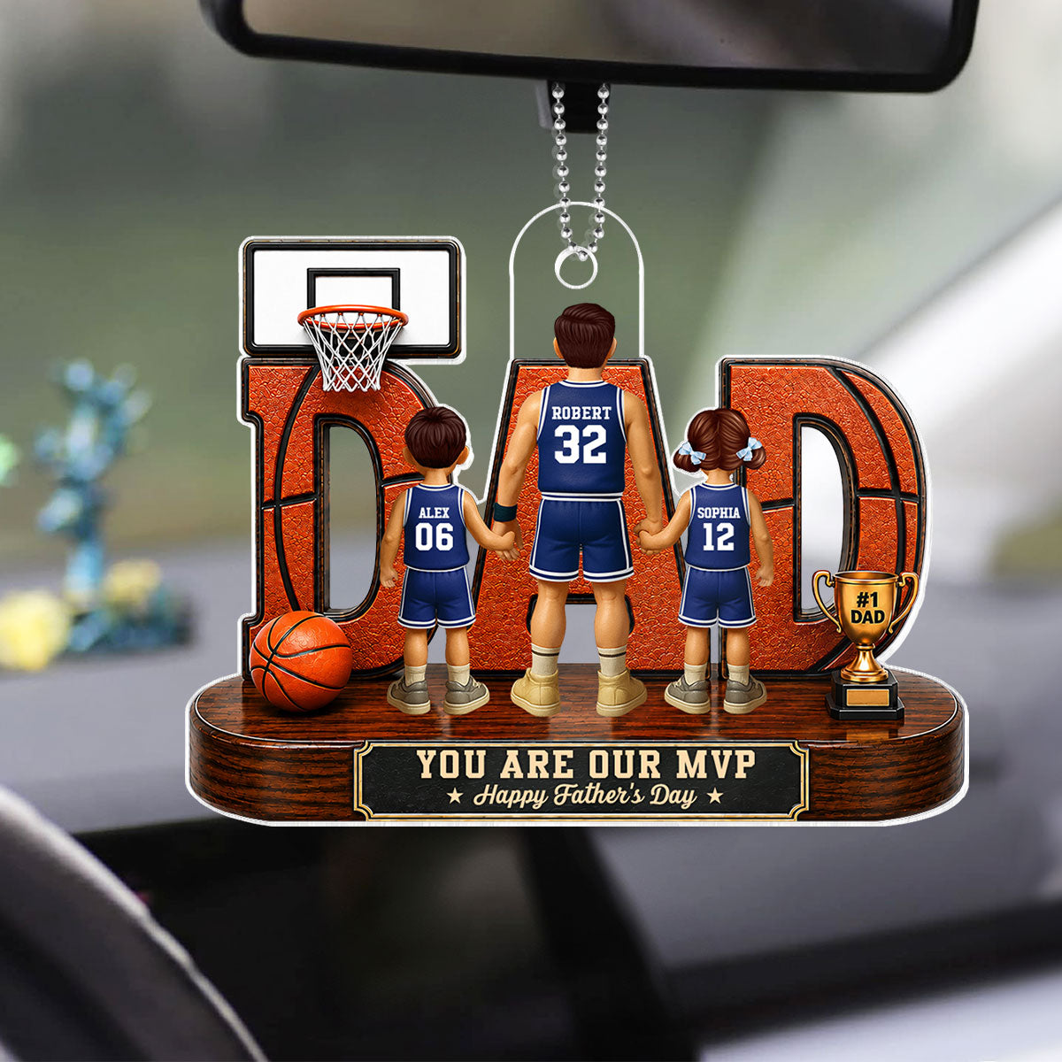 Basketball Dad Legend You Are Our MVP - Personalized Acrylic Car Hanger - Father's Day Gift For Dad, Husband, Basketball Fans