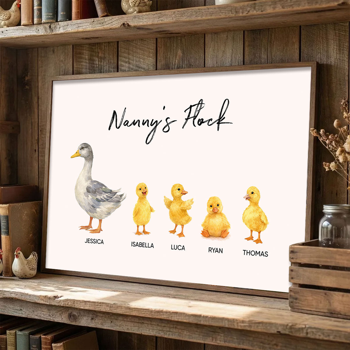 Nanny Flocks Duck Print - Personalised Poster - Mother's Day Gift for Grandma