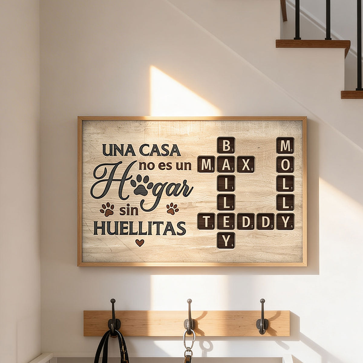 Una Casa No Es Un Hogar Sin Huellitas Crossword Puzzle Art - Personalized Poster - Spanish Version Home Decor For Pet Lovers