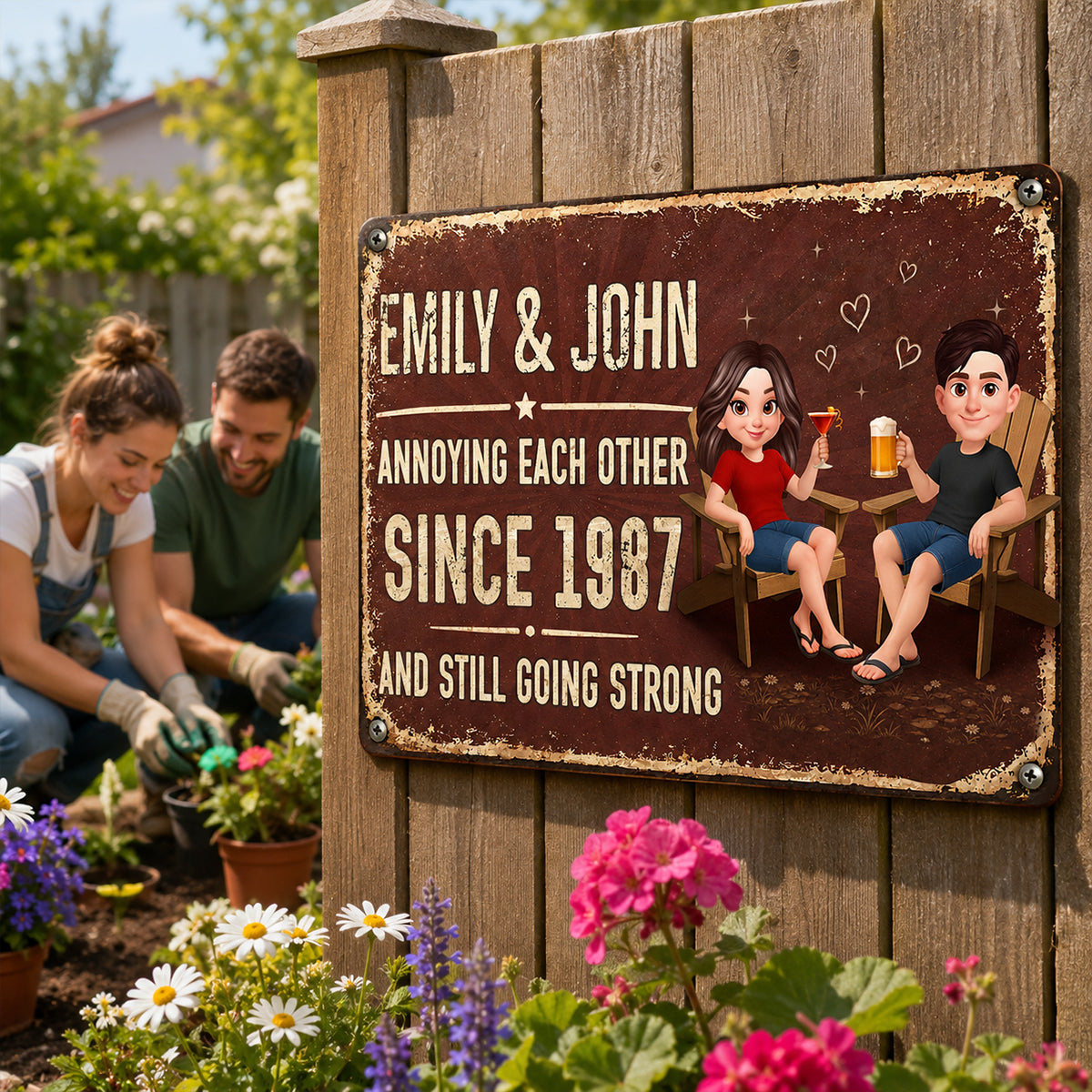 Couple Annoying Each Other - Personalized Metal Sign - Funny Couple Gift, Anniversary Gift for Him, for Her