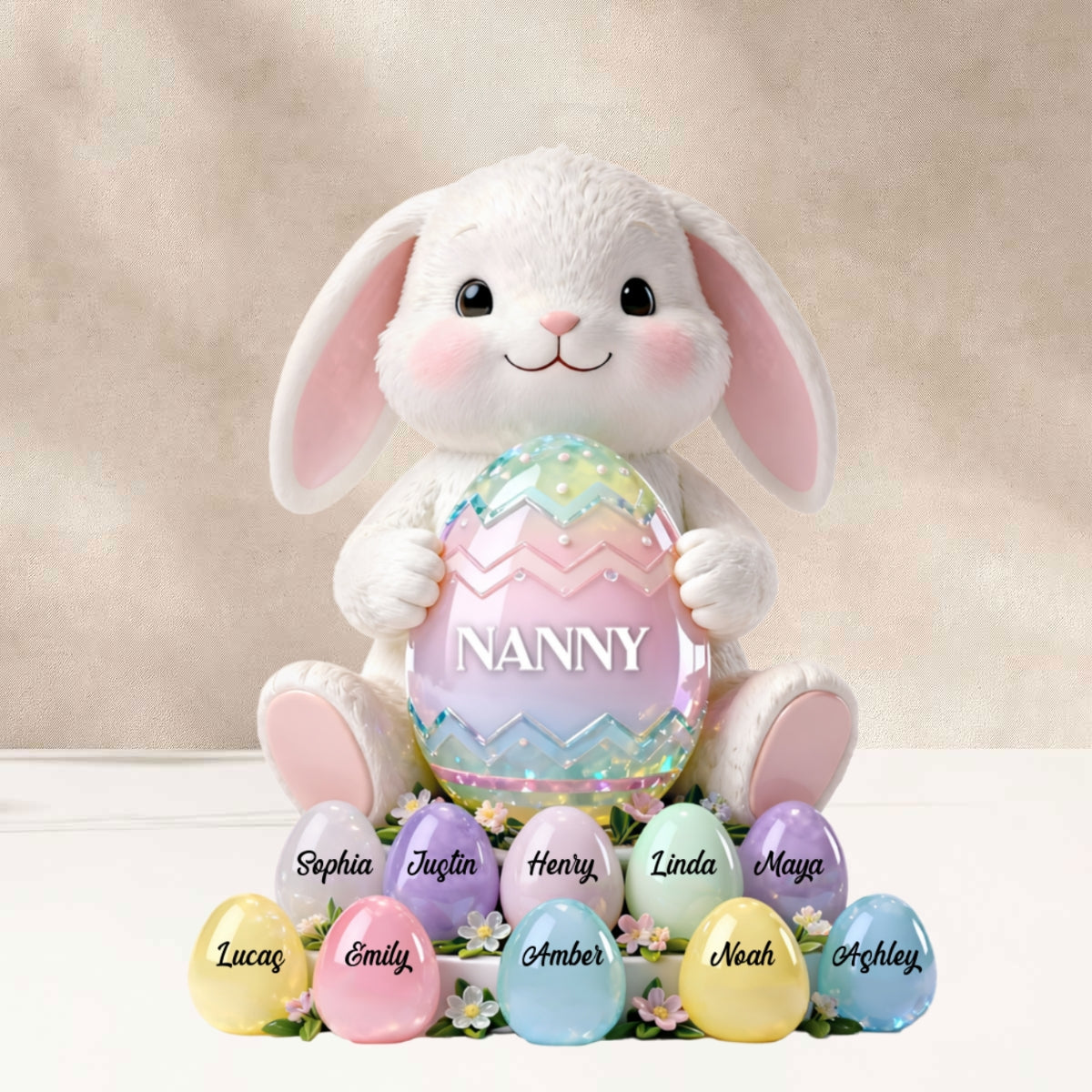 Bunny Nanny Easter - Personalised Acrylic Block Plaque - Easter Decor for Nanny, Grandmother