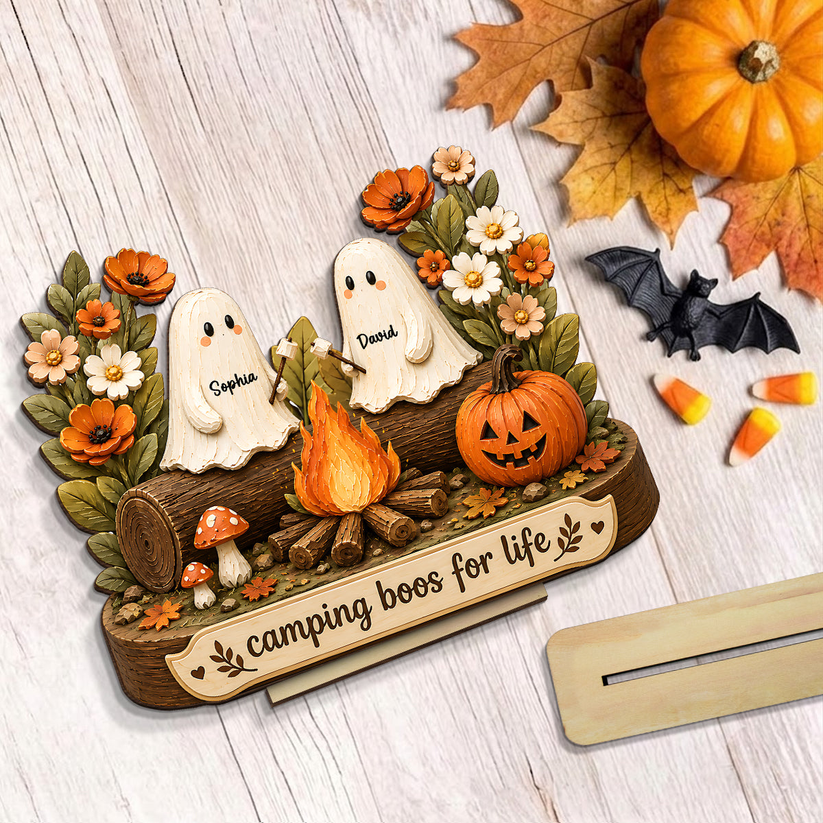 Camping Boos For Life - Personalized 2-Layered Wooden Plaque - Halloween Decor Gift, Gift For Couple