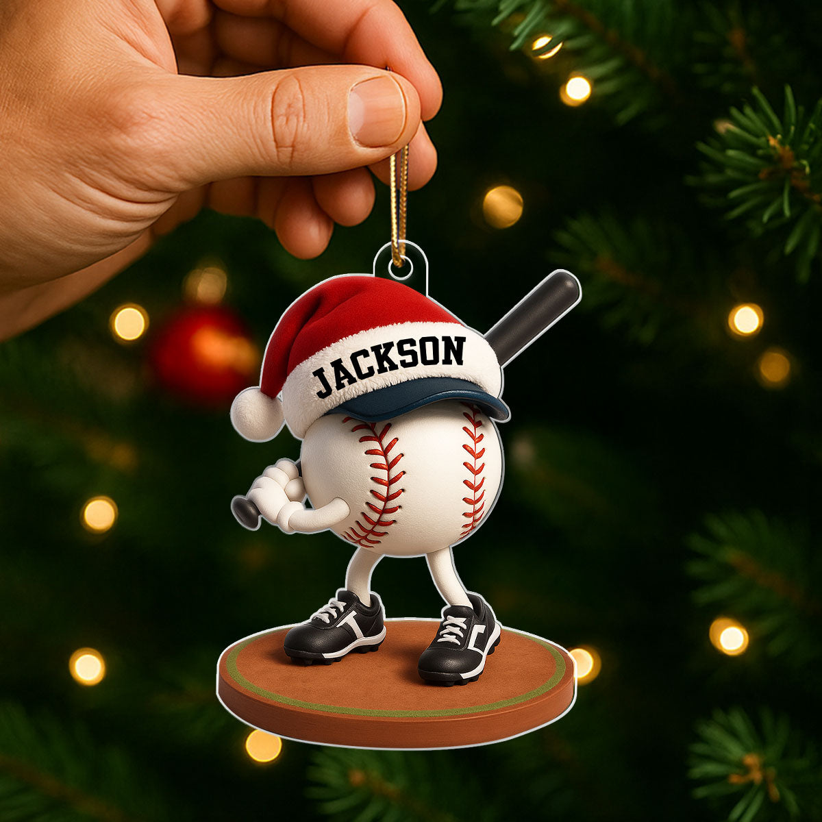 Baseball Player Cartoon 3D Effect - Personalized Acrylic Ornament - Christmas Gift For Teen Boy, Girl, Daughter, Son