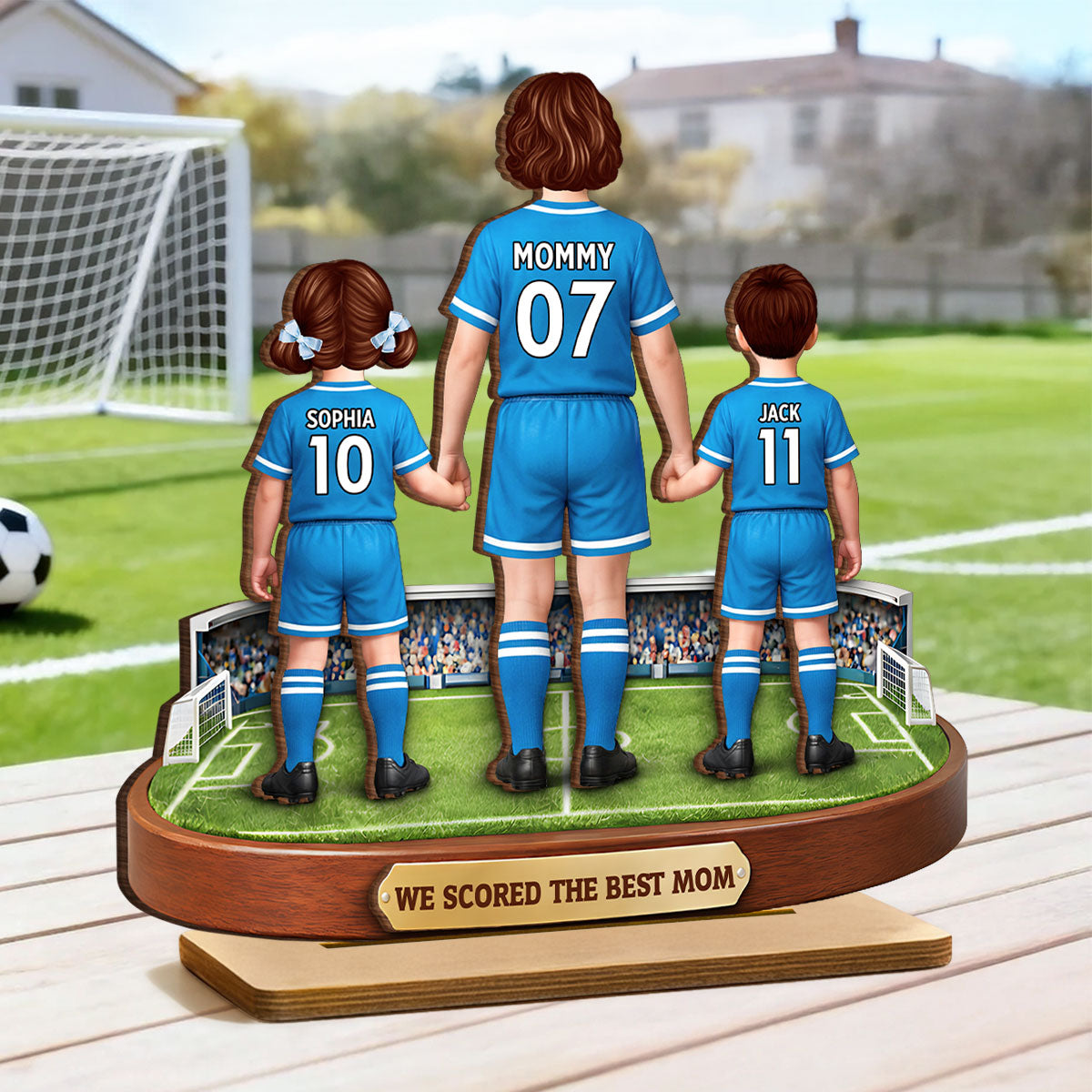 We Scored The Best Mom Soccer Mom Kids - Personalized 2-Layered Wooden Plaque - Mother's Day Gift For Soccer Mom, Gift For Wife