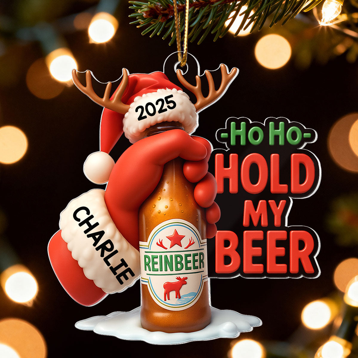 Funny Hold My Beer - Personalized Acrylic Ornament - Christmas Gift for Husband, for Boyfriend