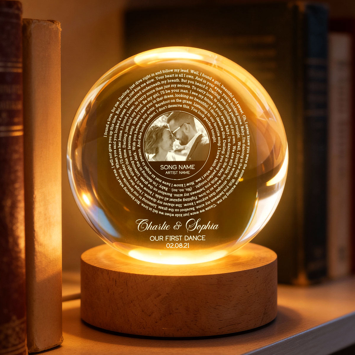 Custom Song Lyrics Our Favorite Song - Personalized Crystal Ball LED Night Light - Sentimental Valentine's Day Gift for her, for him